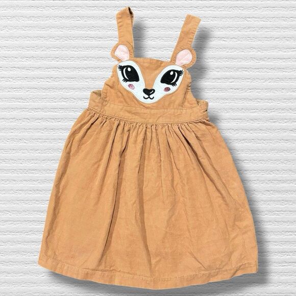Blueberi Boulevard Deer Jumper Corduroy Dress Tan Brown Applique Girls 3T Fall - Picture 1 of 4